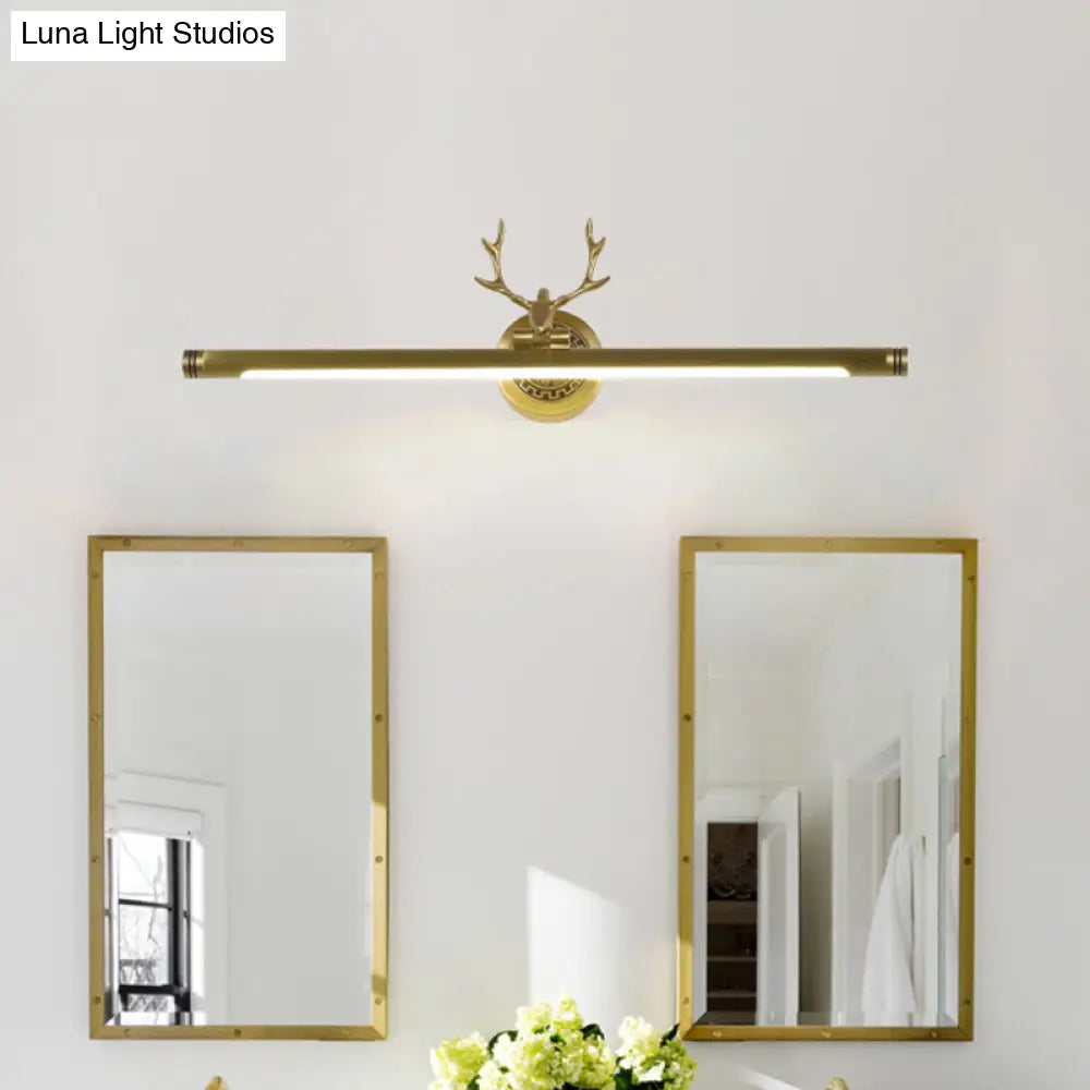 Rotatable Led Tube Vanity Light With Rustic Antler Design - Perfect For Bathroom