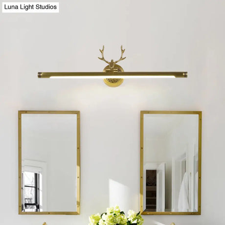 Rotatable Led Tube Vanity Light With Rustic Antler Design - Perfect For Bathroom