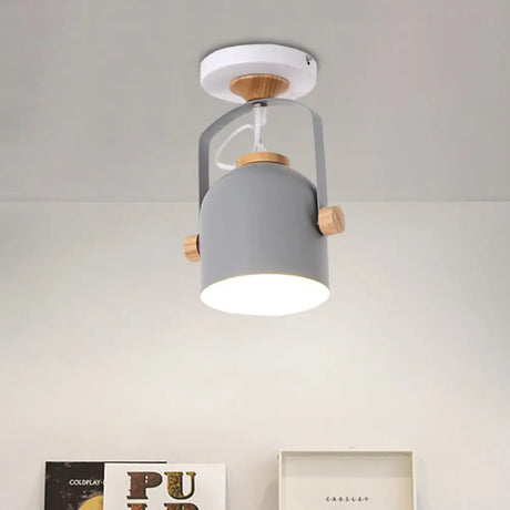 Rotatable Macaron Loft Metallic Ceiling Lamp With Cup Shade - Perfect For Bathrooms Grey