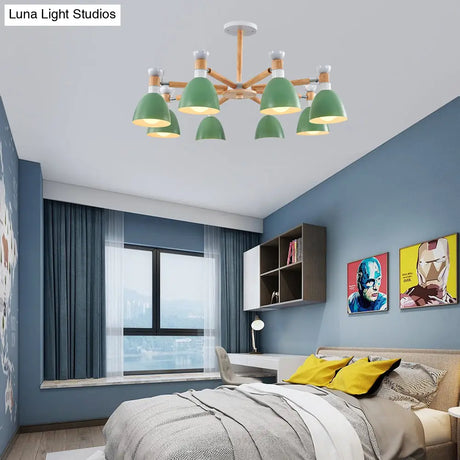 Rotatable Metal Bowl Chandelier - Kindergarten Macaron Hanging Light
