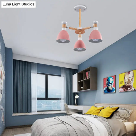 Rotatable Metal Bowl Chandelier - Kindergarten Macaron Hanging Light