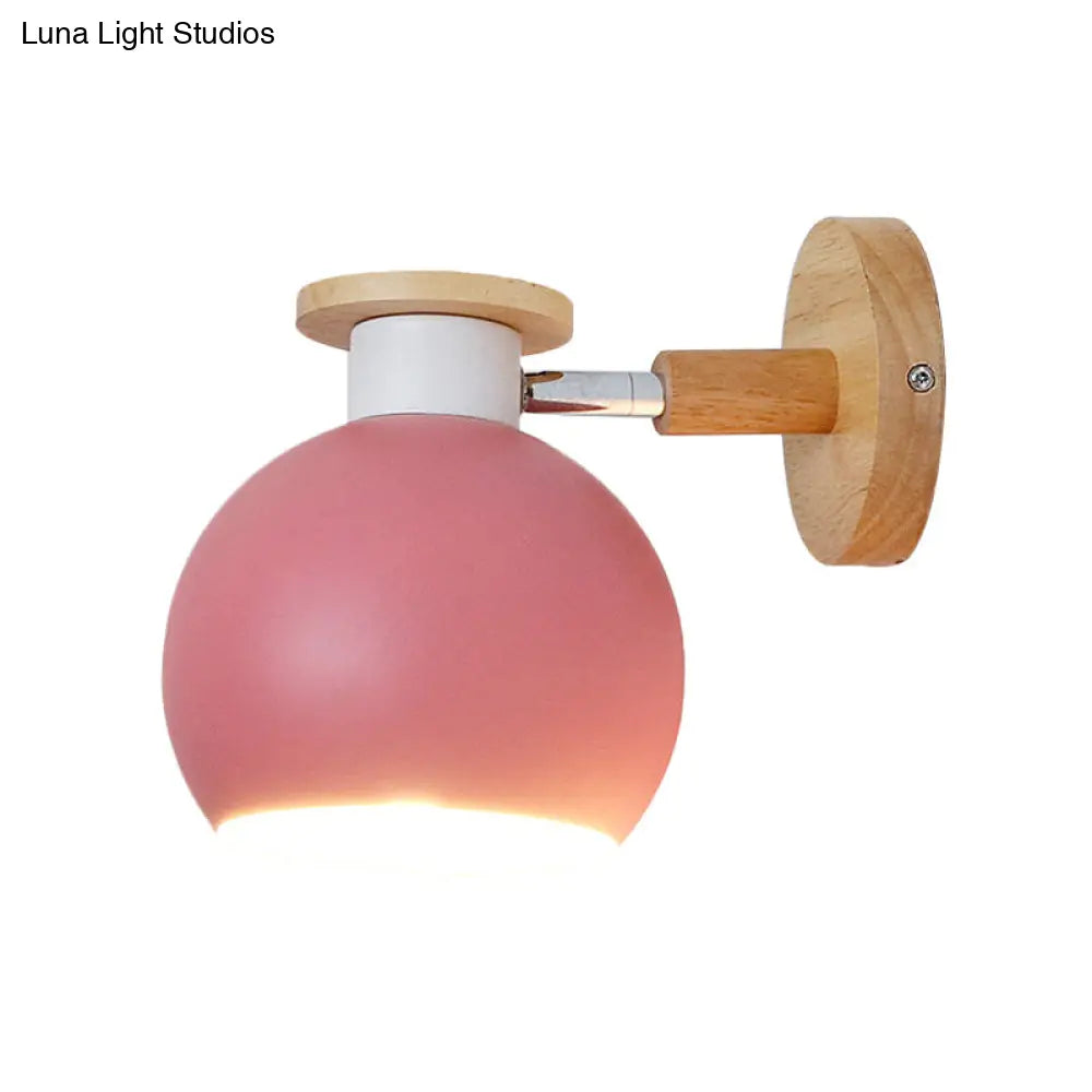 Rotatable Metal Spherical Wall Lamp - Kindergarten 1-Light Macaron Sconce Light