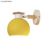 Rotatable Metal Spherical Wall Lamp - Kindergarten 1-Light Macaron Sconce Light