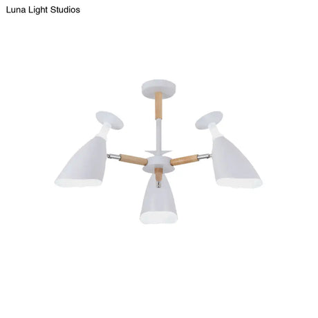 Rotatable Nordic Suspension Light With Goblet Shades - Green Grey White Metal Wood Chandelier For