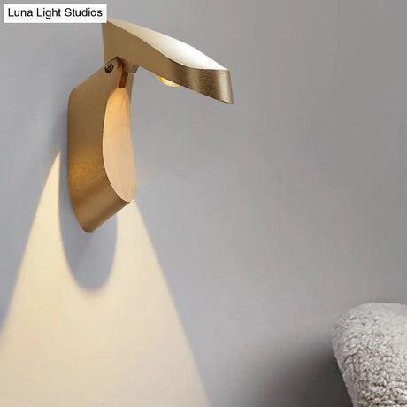 Rotatable Oval Wall Sconce - Modern Metal Led Bedside Light In White/Black/Gold Finish
