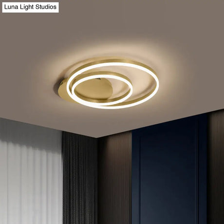 Round Acrylic Flush Ceiling Light - Coffee/Gold Led Flush-Mount Fixture Small/Medium/Large