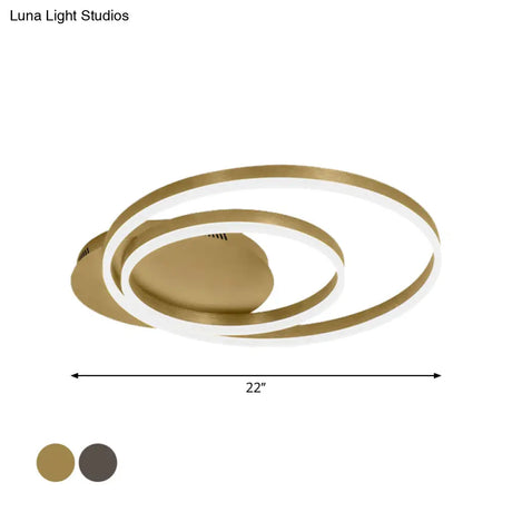 Round Acrylic Flush Ceiling Light - Coffee/Gold Led Flush-Mount Fixture Small/Medium/Large