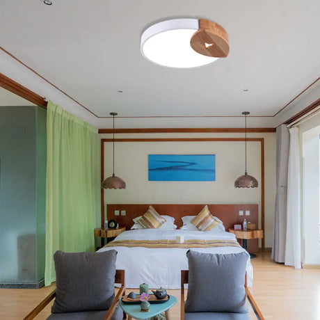 Round Acrylic Led Ceiling Light With Wood Guard - 9’/12’/20’ Diameter Warm/White White / 9’