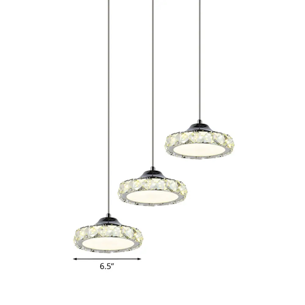 Crystal Led Dining Room Pendant Light Kit In Warm/White - Modern Round Design