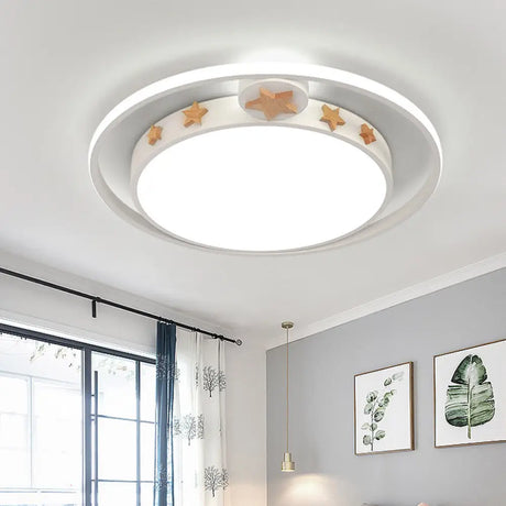 Round Flush Mounted Acrylic Led Ceiling Lamp In Pink/White/Gray – Perfect For Bedroom Lighting White