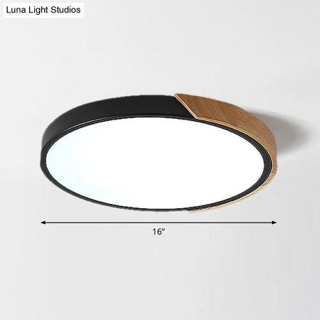 Round Led Macaron Ceiling Light With Acrylic Shade And Wood Accents