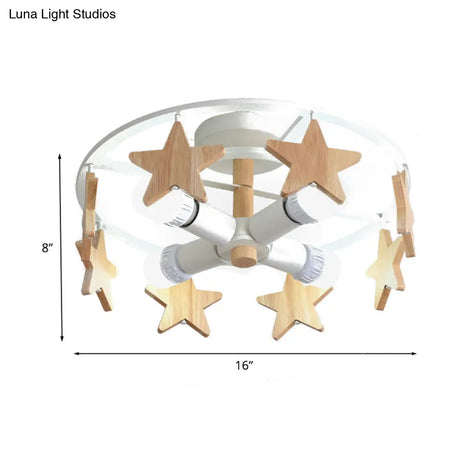 Round Semi - Flush Ceiling Light Macaroon 3 - Bulb Grey/White/Green - Wooden Horse Design