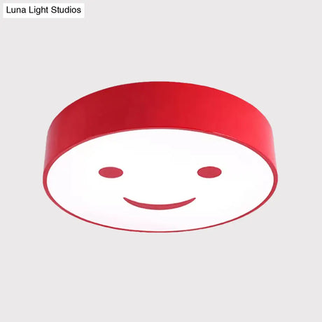 Round Smiling Face Led Flush Mount Light - Kids Acrylic Close - To - Ceiling Lamp For Kindergarten