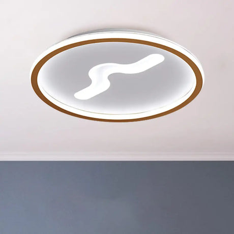 Rounded Flush Mount Led Bedroom Ceiling Light In Black/Gold With Warm/White Gold / White