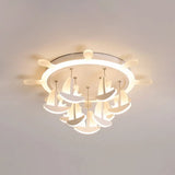 Rubber Canopy Pendant Chandelier With Boat Acrylic Shade And Kids Led Hanging Light