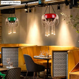 Rubber Warehouse 6-Head Tire Lamp With Hemp Rope - Red/Blue/Yellow Chandelier Pendant For Dining