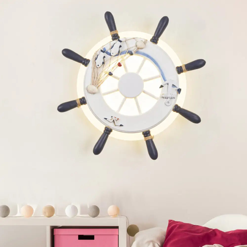 Rudder Bedside Wall Lamp - Acrylic Led Creative Lighting In Light Blue/White White