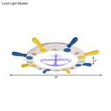 Rudder Design Flushmount Ceiling Light For Kids Room With Led In Yellow