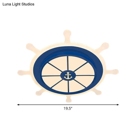 Rudder Flushmount Led Kids Ceiling Lamp - 19.5’/23.5’ Acrylic Blue Warm/White Light