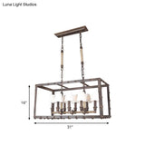 Rustic 8-Light Island Pendant Fixture With Traditional Fabric Barrel For Dining Room Lighting