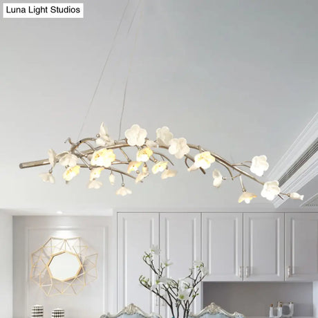 Rustic 9-Light Flower Chandelier In Silver - Bedroom Hanging Lamp Kit