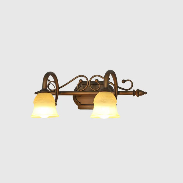 Rustic Beige Glass Vanity Mirror Light: Carillon Shaped Wall Mounted Fixture For Bathrooms 2 /
