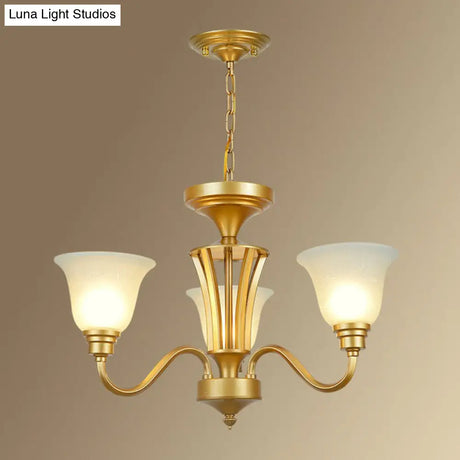 Rustic Bell Shaped Suspension Light Chandelier - Cream Glass Perfect For Dining Room