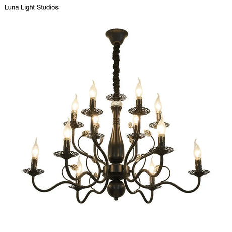 Rustic Black/Gold Metal Pendant Chandelier - 5/12/16 Lights Elegant Dining Room Ceiling Fixture