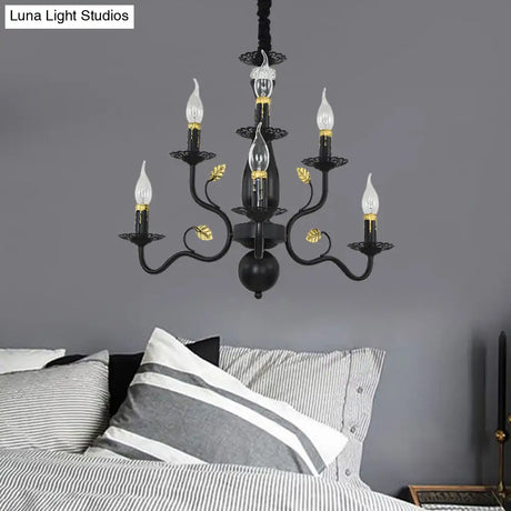 Rustic Black/Gold Metal Pendant Chandelier - 5/12/16 Lights Elegant Dining Room Ceiling Fixture