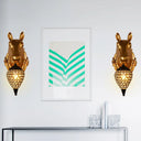 Rustic Black Raindrop Wall Mounted Crystal Lamp With Horse/Deer Head - Bedside Sconce Brown / Horse