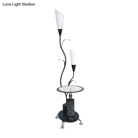 Rustic Branch Shaped Standing Lamp - 2 Bulbs Metallic Finish White/Black Guest Room Floor Light