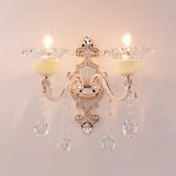 Rustic Bud Wall Light With Ruffle Glass And Crystal Draping In Weathered Zinc - Vintage Mount