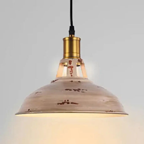 Rustic Copper/Beige/Rust/Gray Barn Pendant Light – Farmhouse-Wrought Iron 1-Light Fixture For