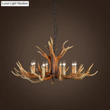 Rustic Countryside Stag Antler Chandelier - 6/8/10 Lights Pendant Fixture In Brown Resin For