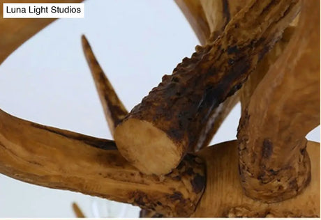Rustic Deer Horn Candle Chandelier: Vintage Resin Decorative Lighting For Living Room Villa And