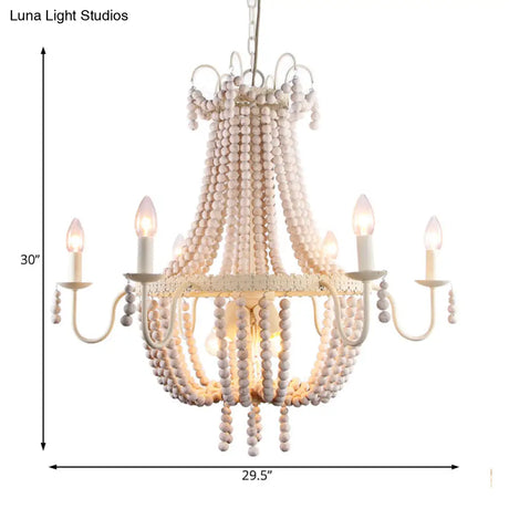 Rustic Empire Wood Strand Chandelier: White Pendant Ceiling Light With 9 Lights For Dining Room