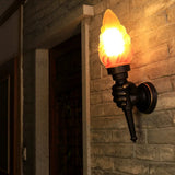 Rustic Glass Shade Wall Mount Torch Sconce Lighting In Bronze For Foyer Antique Brass / Right