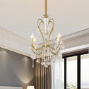 Rustic Gold Crystal Candlestick Chandelier - 4/6 Heads Bedroom Suspension Light 4 /