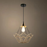 Rustic Hemp Rope Pendant Light Fixture In Brown - Vintage Wrapped Hanging Lamp With 1 Bulb / C