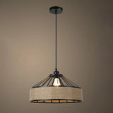 Rustic Hemp Rope Pendant Light Fixture In Brown - Vintage Wrapped Hanging Lamp With 1 Bulb / D