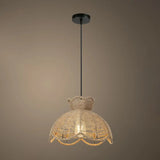 Rustic Hemp Rope Pendant Light Fixture In Brown - Vintage Wrapped Hanging Lamp With 1 Bulb / G