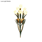 Rustic Lily Bouquet Wall Lamp Kit - 6/10 Heads White/Purple Glass Sconce Light Fixture For Dining