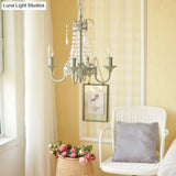 Rustic Metal And Crystal Candle Hanging Light - 4/6 Lights Chandelier For Living Room