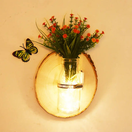 Rustic Multicolored Floral Cafe Wall String Light With Clear Glass Shade - Twinkle And Shine! Orange