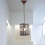 Rustic Pendant Ceiling Light With Cage - Traditional Metal 1 Hanging Lamp For Living Room Rust /