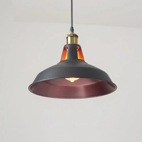 Rustic Pot-Lid Pendant Light With Venting Hole – Ideal For Bars Burgundy / 10.5’