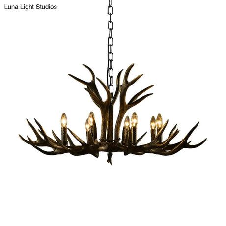 Rustic Resin Chandelier - Black Candle Pendant 6/8/10 Heads Perfect For Restaurants Hanging Ceiling