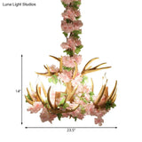 Rustic Resin Hanging Lamp - Candle Living Room Pendant Light With 4/6/12 Bulbs Pink/Green Chandelier
