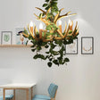 Rustic Resin Hanging Lamp - Candle Living Room Pendant Light With 4/6/12 Bulbs Pink/Green Chandelier
