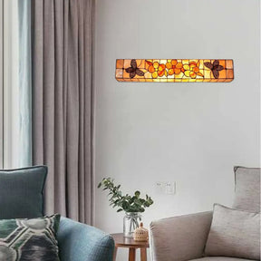Rustic Shell Wall Lighting: 2-Light Linear Mount With Flower And Butterfly Design Beige